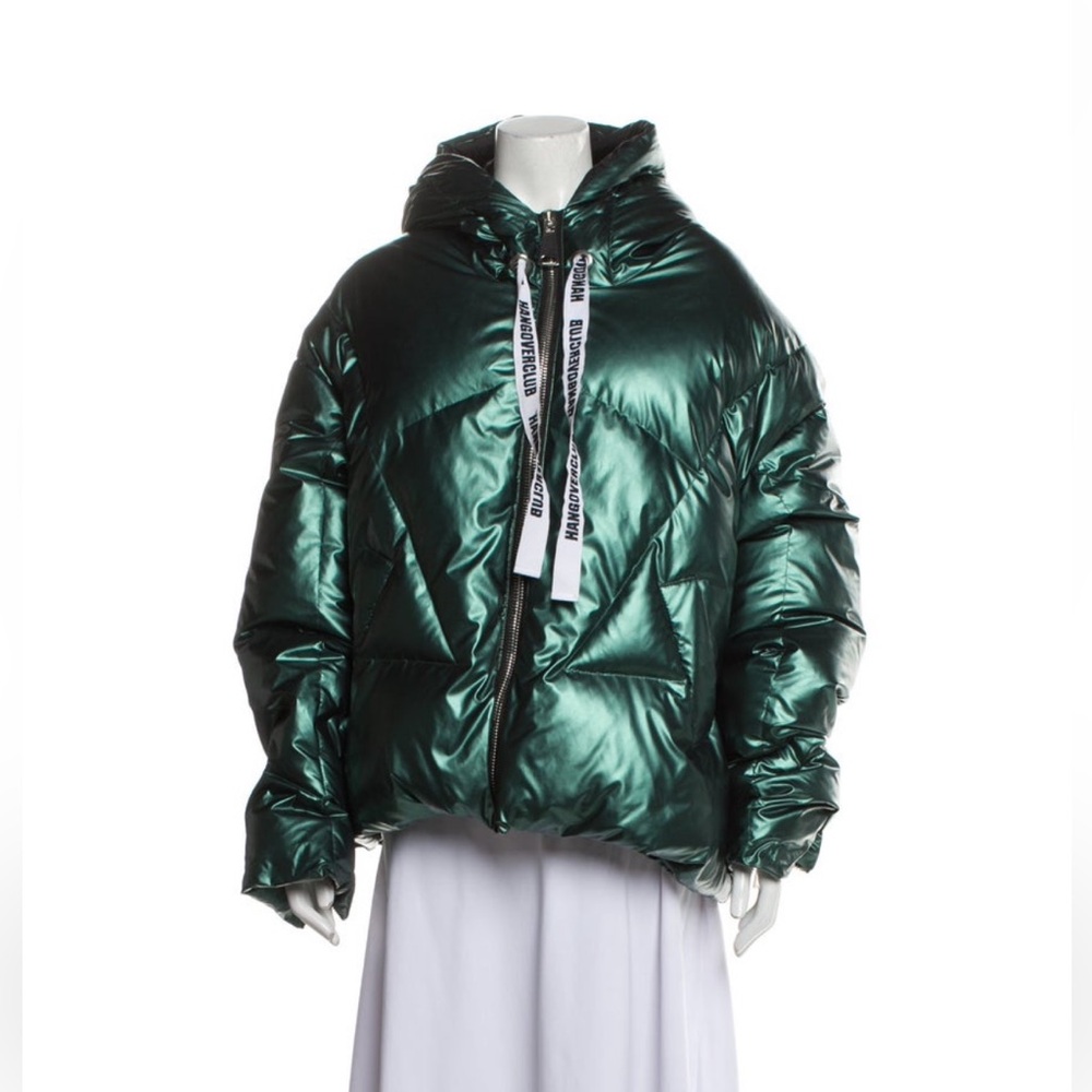 KHRISJOY Down Metallic Green Puffer Jacket